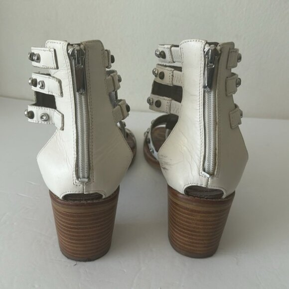Sam Edelman Dion Block Stud Heel Gladiator Sandal Shoes White Sz.8.5 - Picture 5 of 11